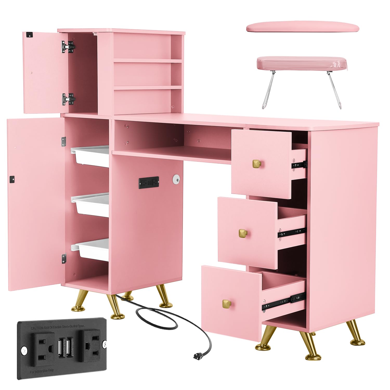 Smart Home Pc - Pink Nail Table for Nail Tech,