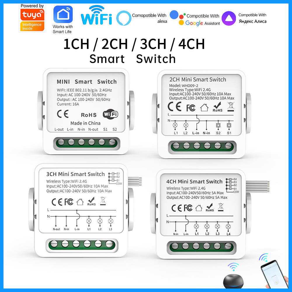 Tuya WiFi Smart Switch 1/2/3/4 - đánh giá và giá Smart Home Voice Control