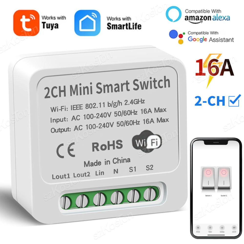 16A Tuya WiFi Smart Switch Mod - đánh giá và giá Smart Home Voice Control